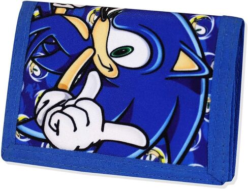 Sonic The Hedgehog Wallet for Kids, Boys and Girls Trifold Purse Canvas Hook and Loop Closure Cool Wallets with Zip & Pound Coin Holder. in Saudi Arabia