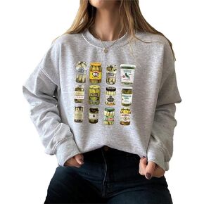 سترة من Qatiecay Vintage Canned Pickle Crew، سترة نسائية من نوع Pickle Jar، سترة عصرية ممتعة بأكمام طويلة