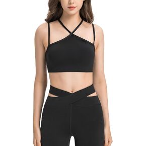 MEIVSO Women's Halter Sports Bra Spaghetti Thin Strap Padded Workout Yoga Y Back Bras in Kuwait