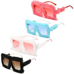 Magibag نظارات شمسية نسائية من الفراء على شكل قلب من القطيفة الغامضة، نظارات شمسية عصرية للحفلات لأزياء حفلات الهالوين in Kuwait