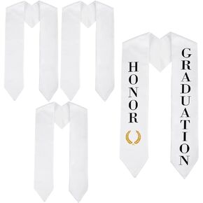 Tudomro 3 Pieces 70 Inch Unisex Adult Sublimation Graduation Stole White Plain Blank Satin Graduation Stoles Blank Graduation Sash DIY White Stoles for Graduation Women Men in Kuwait