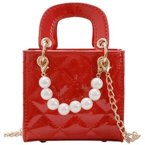 Shiny Patent Kids Little Girls Crossbody Purse Toddler Gifts Mini Top Handle Handbag Satchel Shoulder Pearl Bag Kids Presents