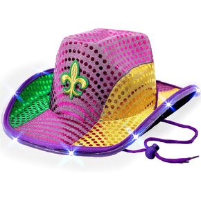 Funny World Unisex Lights Cowboy Hats Flashing Light Up Party Holiday Cowgirl Hat