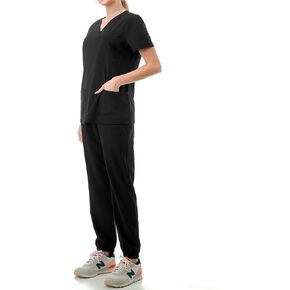 ASPECA Scrub Sets for Medical Nursing Uniform Jogger Pants 4-Way Stretch 6-Pocket