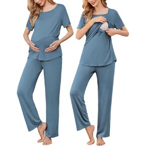 Ekouaer Women's Nursing Pajamas Maternity Pajama Postpartum PJS Breastfeeding Short Sleeve Top & Pants Sets with Pockets in Kuwait