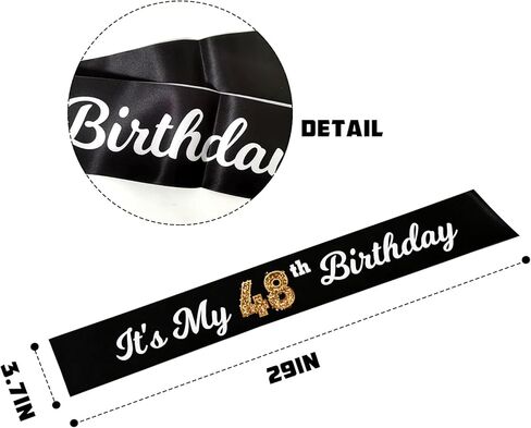 It’s My 43rd Birthday Sash, Black Sash with Foil- Cheer to 43rd Birthday Sash- Happy 43rd Birthday Accessories for Man and Women in Kuwait