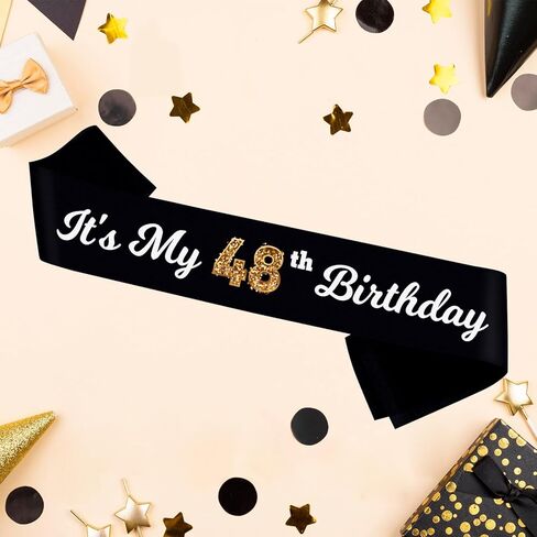 It’s My 43rd Birthday Sash, Black Sash with Foil- Cheer to 43rd Birthday Sash- Happy 43rd Birthday Accessories for Man and Women in Kuwait