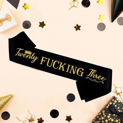 Twenty Fucking One Sash,Gold Glitter Lettering It’s My 21st Birthday Party Decor,Funny 21st Birthday Sash for Women and Queen in Kuwait