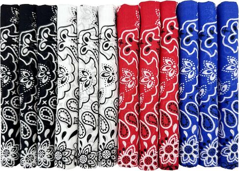 مجموعة هدايا HankieWorld Bandanas Gift Set مكونة من 12 قطعة من وشاح باندانا القطني الناعم والملمس الناعم للرجال in Saudi Arabia