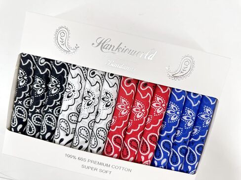 مجموعة هدايا HankieWorld Bandanas Gift Set مكونة من 12 قطعة من وشاح باندانا القطني الناعم والملمس الناعم للرجال in Saudi Arabia