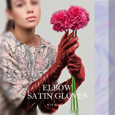 قفازات Kakaco النسائية من الساتان، قفازات طويلة بشراشيب، قفازات للكوع هامشية، قفازات تنكرية للحفلات المسائية للنساء والفتيات in Kuwait