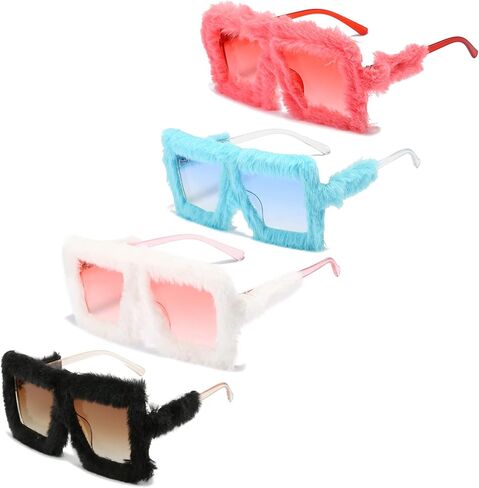 Magibag نظارات شمسية نسائية من الفراء على شكل قلب من القطيفة الغامضة، نظارات شمسية عصرية للحفلات لأزياء حفلات الهالوين in Kuwait