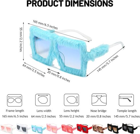 Magibag نظارات شمسية نسائية من الفراء على شكل قلب من القطيفة الغامضة، نظارات شمسية عصرية للحفلات لأزياء حفلات الهالوين in Kuwait