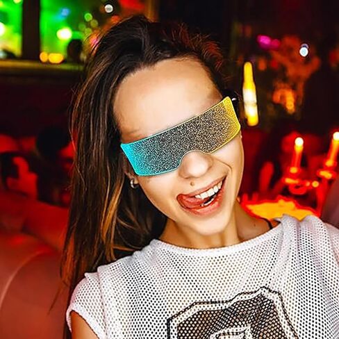 ERHAIYUN LED قناع نظارات 7 ألوان مستقبلية ستار تضيء نظارات 4 طرق العسل مضيئة نظارات Cyberpunk in Kuwait