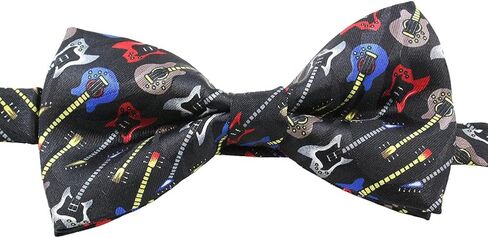 Men's Guitars Pattern Novelty Pre-Tied Adjustable Banded Novelty Bow Tie - Multi, Multi, One size in Kuwait