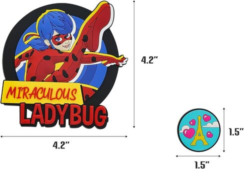 Miraculous Ladybug - Pop n' Swop 12 Assorted Ladybug and Cat Noir Badges, Regular and XXL Clip-on Badges, compatible with Pop n' Swop Purses, Shoulder Bag and Backpacks (Wyncor) in Saudi Arabia