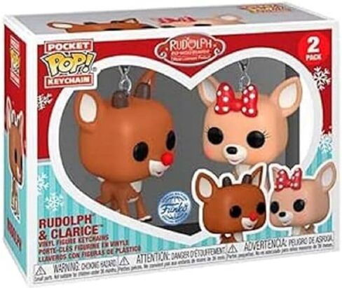 فانكو سلسلة مفاتيح بوكيت بوب: Rudolph the Red-Nosed Reindeer - عبوة من قطعتين (حصري من وول مارت) in Saudi Arabia