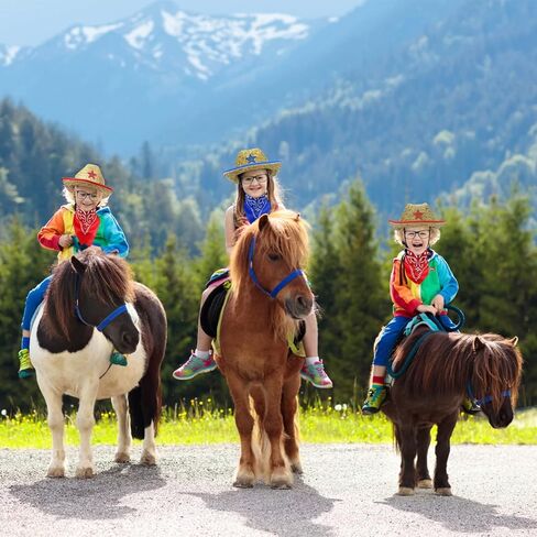 مجموعة قبعات رعاة البقر من القش للاطفال مكونة من 24 قطعة من ميوني، تتضمن 6 قبعات حفلات كاوبوي مع باندانا ازرق واحمر ونظارات، ديكورات حفلات راعية البقر للاولاد والبنات، لوازم حفلات اعياد الميلاد in Kuwait