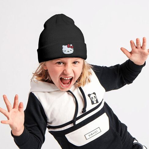 قبعة كيتي بيني مطرزة بتصميم انيمي، قبعة محبوكة بتصميم كيتي كيتي، قبعات شتوية لطيفة للبنات هدايا مضحكة للنساء in Kuwait
