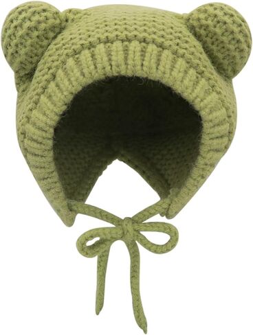 MINGSEECESS Kids Knitted Beanie Hat Cute Frog Cartoon Winter Warmer Cap with Big Eyes for Baby Boys Girls in Kuwait