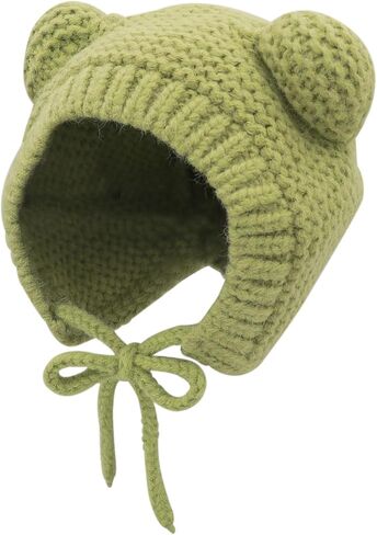 MINGSEECESS Kids Knitted Beanie Hat Cute Frog Cartoon Winter Warmer Cap with Big Eyes for Baby Boys Girls in Kuwait