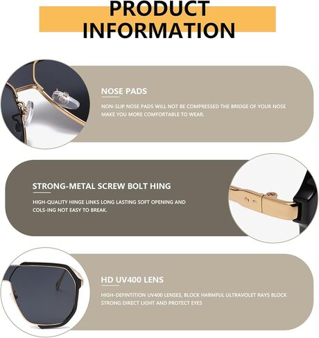 نظارات شمسية مربعة للنساء والرجال كبيرة الحجم مربعة الشكل عتيقة وظلال كلاسيكية كبيرة نظارات شمسية AM096 in Kuwait