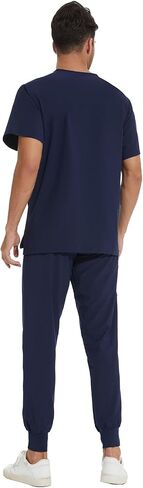 COZYFIT Men Scrubs Set — Stretch V-Neck Scrub Top & Jogger Pant with 8 Pockets, Yoga Waistband, Anti-Wrinkle Scrubs for Men in Saudi Arabia