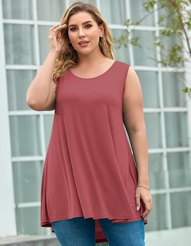 LARACE Tank Tops for Women Plus Size Sleevelss Tunic Casual Summer Clothes Swing Shirts for Leggings in Saudi Arabia
