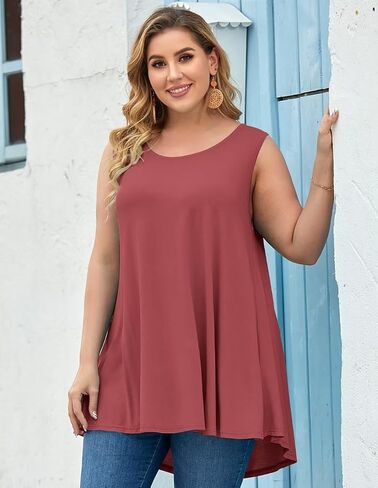 LARACE Tank Tops for Women Plus Size Sleevelss Tunic Casual Summer Clothes Swing Shirts for Leggings in Saudi Arabia