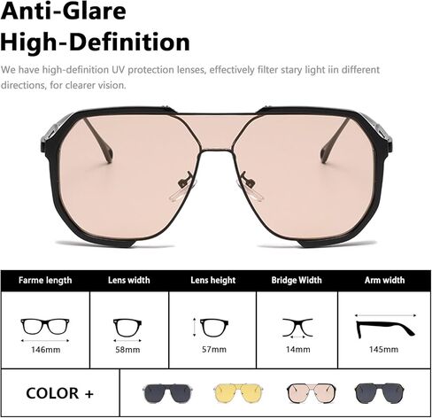 نظارات شمسية مربعة للنساء والرجال كبيرة الحجم مربعة الشكل عتيقة وظلال كلاسيكية كبيرة نظارات شمسية AM096 in Kuwait