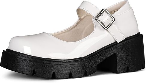 AOSPHIRAYLIAN Mary Janes Black Chunky Mary Janes Women Platform Dress Shoes | Ankle Strap·Anti-Slip·Comfy Padded·2.47" Chunky Heel·Easy Clean Upper —Office to Weekend, Jeans to Dresses, Uniform, Party in Kuwait