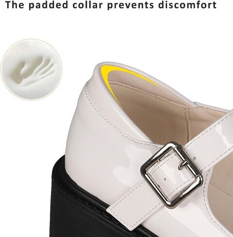AOSPHIRAYLIAN Mary Janes Black Chunky Mary Janes Women Platform Dress Shoes | Ankle Strap·Anti-Slip·Comfy Padded·2.47" Chunky Heel·Easy Clean Upper —Office to Weekend, Jeans to Dresses, Uniform, Party in Kuwait
