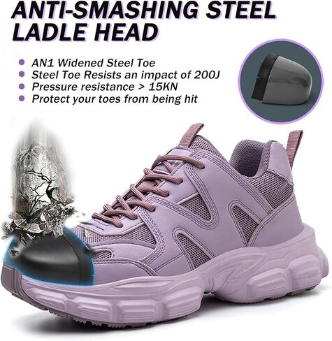 Breathable Steel Toe Sneakers for Women Non Slip Work Shoes | Lightweight, Cushioned, Multi Color, Puncture Proof, Comfortable Safety Tennis Shoes for Construction, Industrial, Warehouse in Saudi Arabia