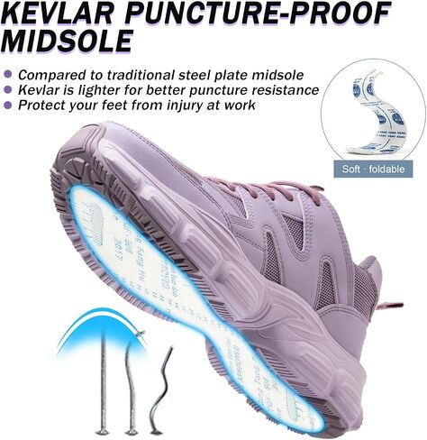 Breathable Steel Toe Sneakers for Women Non Slip Work Shoes | Lightweight, Cushioned, Multi Color, Puncture Proof, Comfortable Safety Tennis Shoes for Construction, Industrial, Warehouse in Saudi Arabia