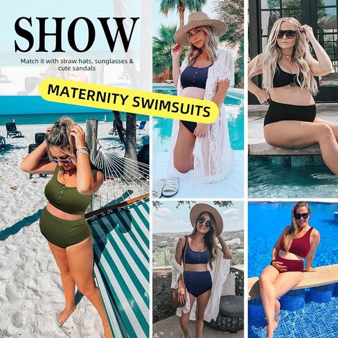 Zando ملابس سباحة للأمهات عالية الخصر مكونة من قطعتين ملابس سباحة بكيني لباس سباحة للنساء ملابس سباحة للأمهات in Kuwait