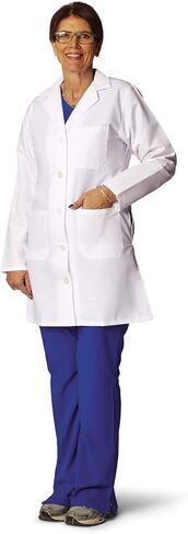 Medline Women's Staff Length Lab Coat, Poly/Cotton Blend, Button Up, with Pockets, for Clinics, Doctors, Lab Techs, Professional, White, Size 6 in Saudi Arabia
