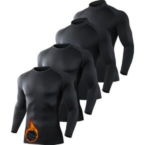 5 أو 4 قطع من قمصان الضغط الحراري للرجال مبطنة بالصوف وأكمام طويلة ورقبة وهمية وطبقة أساسية رياضية للشتاء البارد in Kuwait