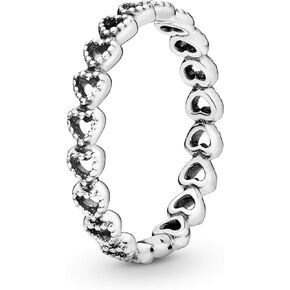 Pandora Band of Hearts Ring - Stackable Ring for Women - Sterling Silver - With Gift Box in Saudi Arabia