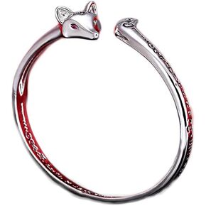 Fox Bracelet Rune Symbol Animals Adjustable Bangle Cute Lovely Fox Tail Wrap Cuff Bracelets Best Gift for Fox Lover Gifts Women Girl Friend Jewelry