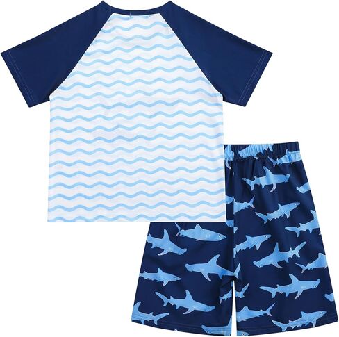 طقم شورت للأولاد مكون من قطعتين من Kukume للأولاد، ملابس سباحة هاواي لطيفة، ديناصور/حوت، حماية من طفح الحوت، طقم شورت سباحة من 3 إلى 12 سنة in Kuwait