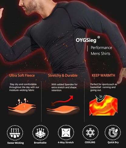 5 أو 4 قطع من قمصان الضغط الحراري للرجال مبطنة بالصوف وأكمام طويلة ورقبة وهمية وطبقة أساسية رياضية للشتاء البارد in Kuwait