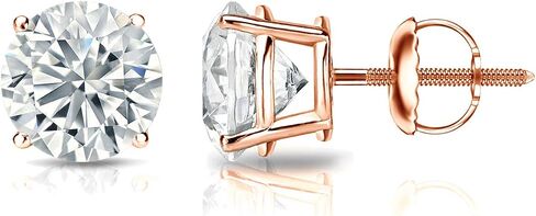 1/5 to 2 Carat Lab Grown Diamond Round Stud Earrings for Women in 14k Gold (VS2-SI1, 0.20 to 1.00 cttw) 4-Prong Setting Screw Back Studs by Diamond Wish in Saudi Arabia