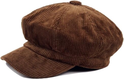 LOCOMO Men Women Cotton Corduroy Plain Color Newsboy Cap Gatsby HatFFH373BRN in Kuwait