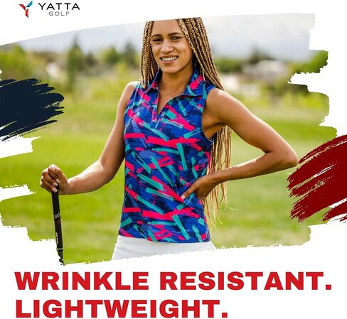 YATTA GOLF Performance Sleeveless Golf Polo for Women - Moisture Wicking V-Neck Golf Polo Shirts Workout Golf Tank Tops in Kuwait