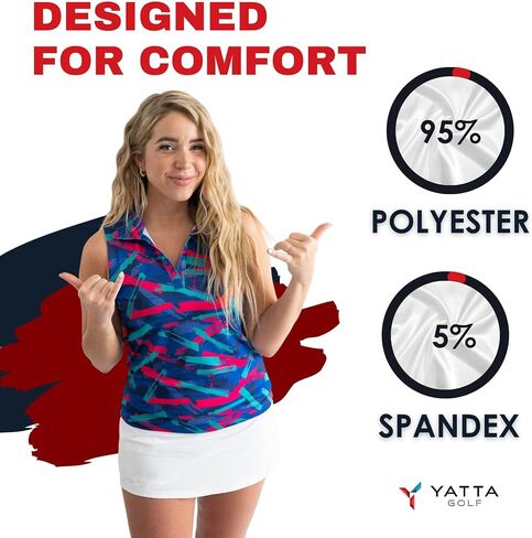 YATTA GOLF Performance Sleeveless Golf Polo for Women - Moisture Wicking V-Neck Golf Polo Shirts Workout Golf Tank Tops in Kuwait