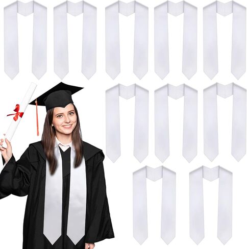 Haysandy 10 Pack 62 Inches Graduation Stole Satin Sash Unisex Adult Plain Graduation Sash Honor Stole Scarf for Men Women in Saudi Arabia