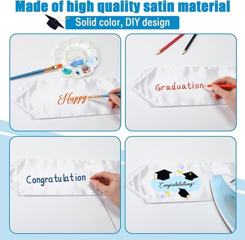 Haysandy 10 Pack 62 Inches Graduation Stole Satin Sash Unisex Adult Plain Graduation Sash Honor Stole Scarf for Men Women in Saudi Arabia
