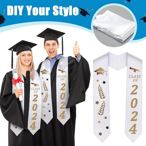 Haysandy 10 Pack 62 Inches Graduation Stole Satin Sash Unisex Adult Plain Graduation Sash Honor Stole Scarf for Men Women in Saudi Arabia