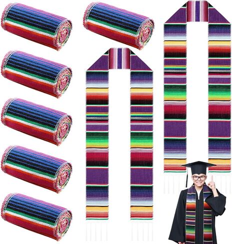 Berlune 8 Pcs Mexican Graduation Sash Hispanic Mexican Sarape Graduation Stole Class of 2024 Mexican Scarf for Graduation Priest(Bright Color) in Saudi Arabia