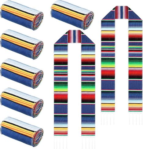 Berlune 8 Pcs Mexican Graduation Sash Hispanic Mexican Sarape Graduation Stole Class of 2024 Mexican Scarf for Graduation Priest(Bright Color) in Saudi Arabia